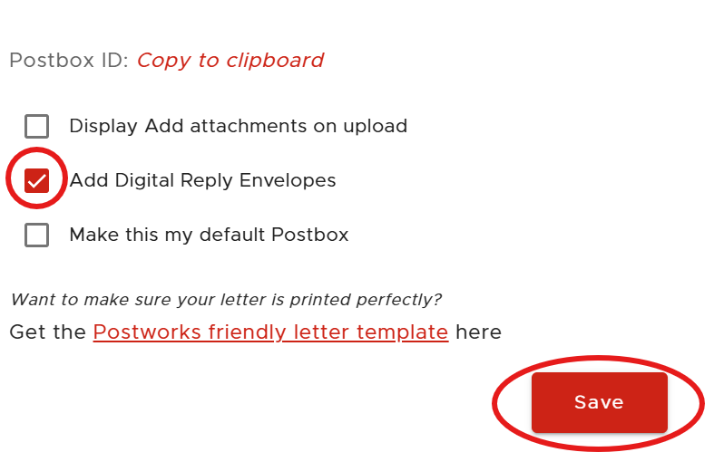 Enabling Digital Reply Envelopes (DREs) on a Postbox on Postworks portal